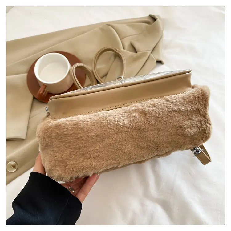 New Women's Plush Bear Ear Bag with Transparent Front — feature 28