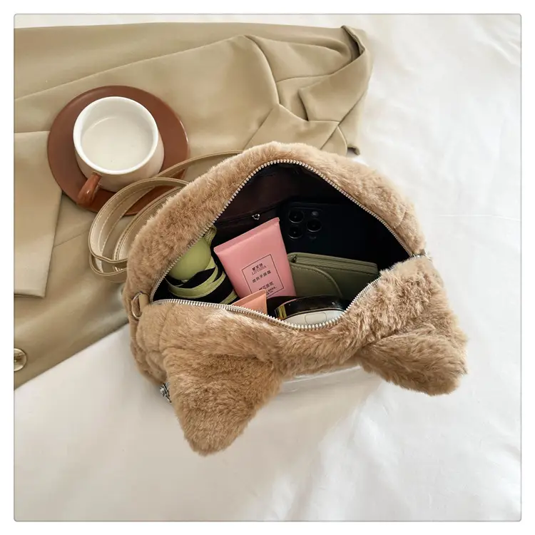New Women's Plush Bear Ear Bag with Transparent Front — feature 33