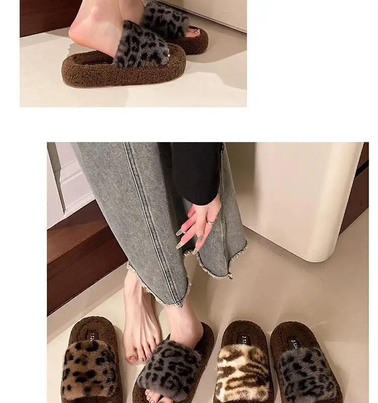 Thick-soles Mao Mao slippers women's outer wear 2024 autumn and winter new lamb fluffy online popular household cotton slippers — feature 12
