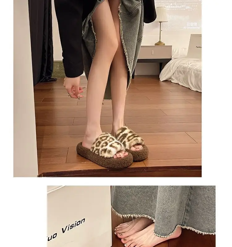 Thick-soles Mao Mao slippers women's outer wear 2024 autumn and winter new lamb fluffy online popular household cotton slippers — feature 6