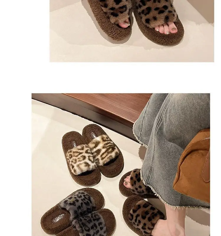 Thick-soles Mao Mao slippers women's outer wear 2024 autumn and winter new lamb fluffy online popular household cotton slippers — feature 8