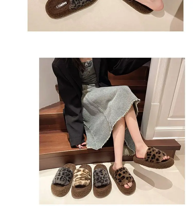 Thick-soles Mao Mao slippers women's outer wear 2024 autumn and winter new lamb fluffy online popular household cotton slippers — feature 9