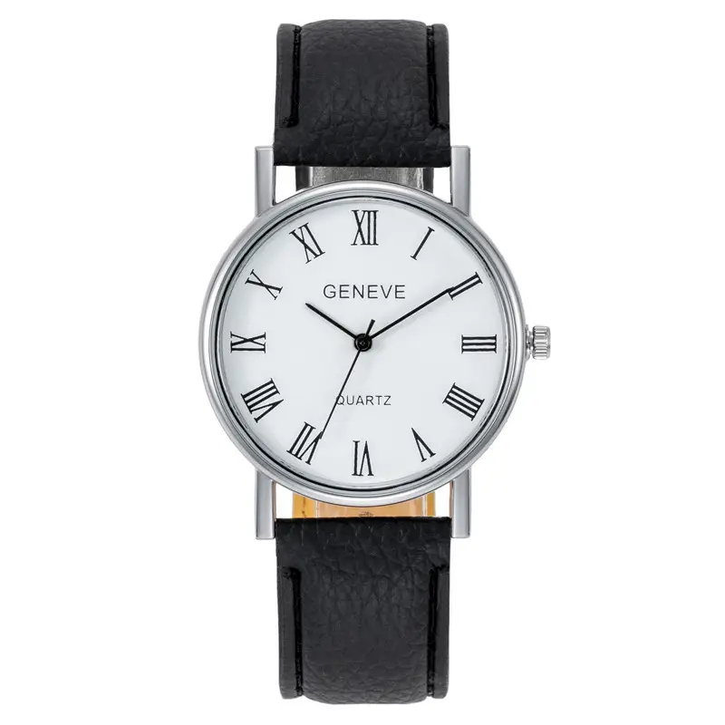 Geneve Quartz Men's Black Roman Dial Watch - Image 6