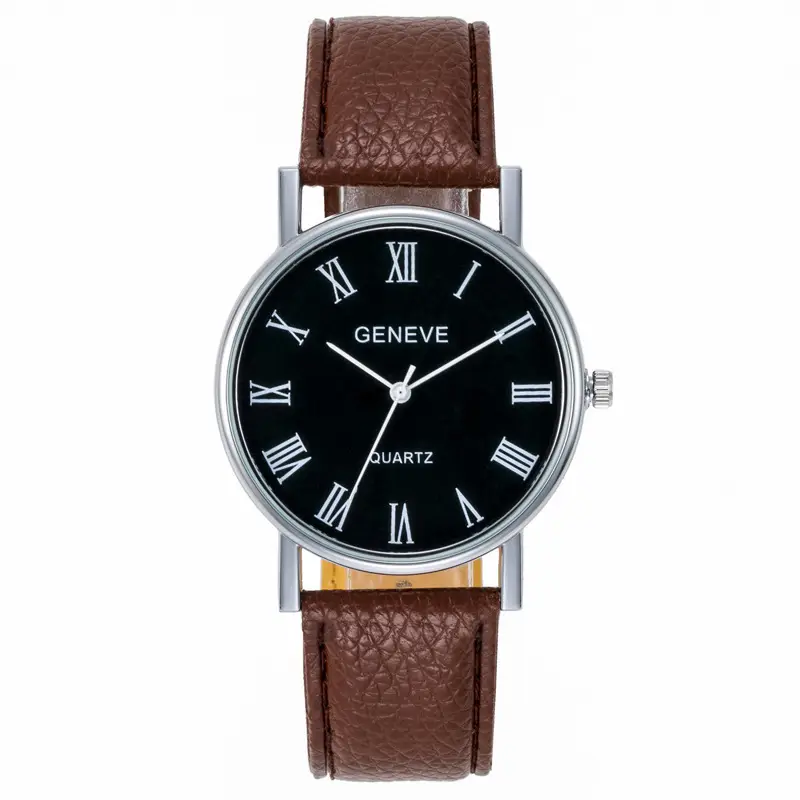 Geneve Quartz Men's Black Roman Dial Watch - Image 9