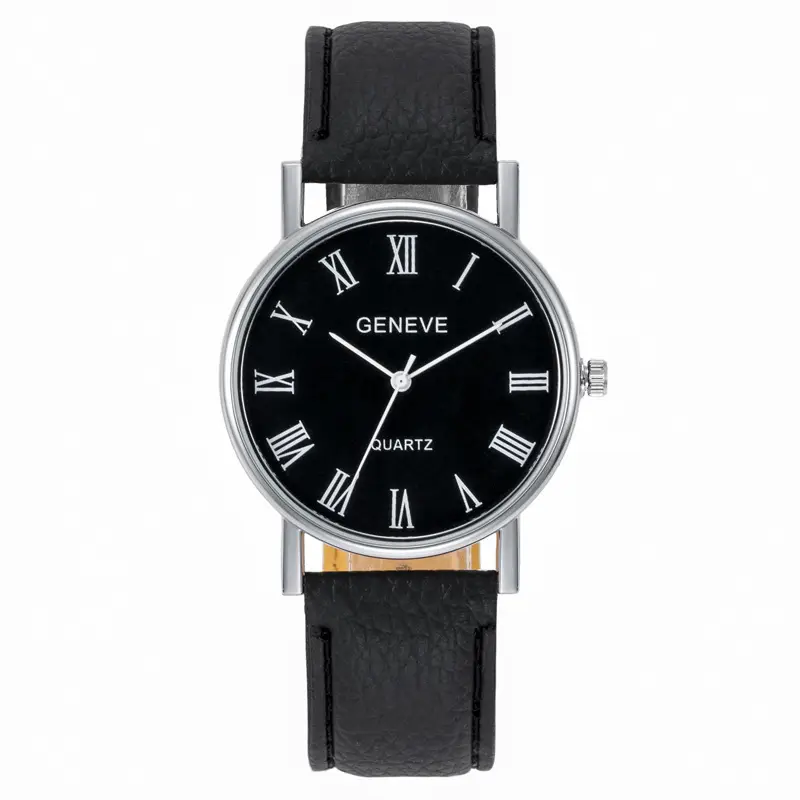 Geneve Quartz Men's Black Roman Dial Watch — feature 3