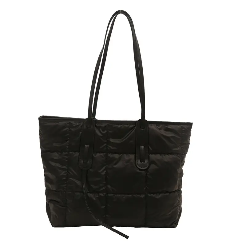 Women's White Puffer Shoulder Bag with Black Straps - Image 8