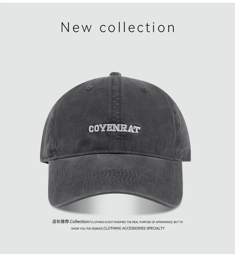 Black Korean Style Baseball Cap with Letter Embroidery — feature 11