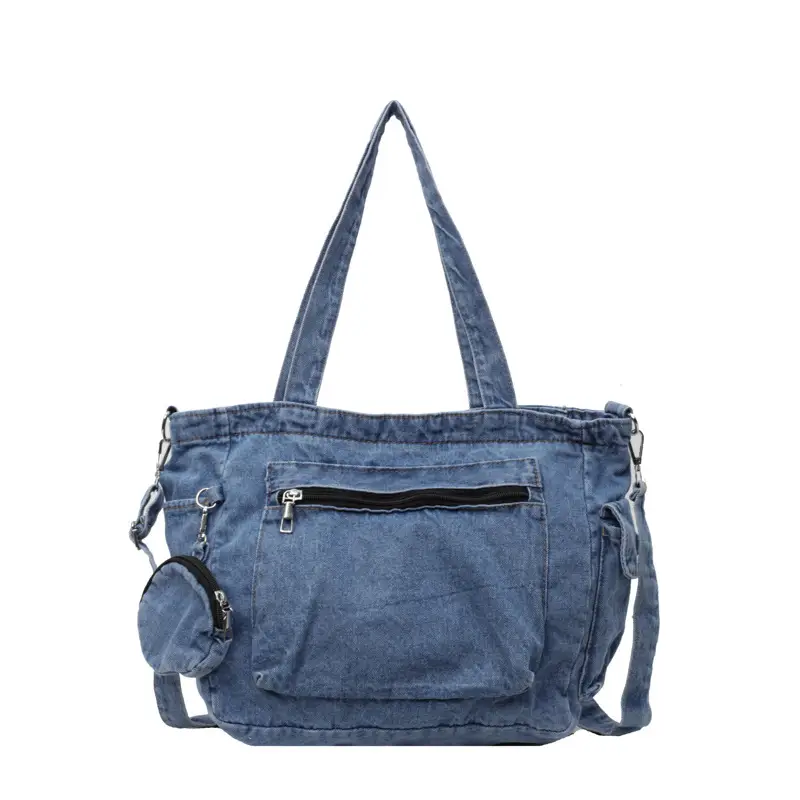 Denim Canvas Shoulder Bag Women Large Capacity Shopping Bag