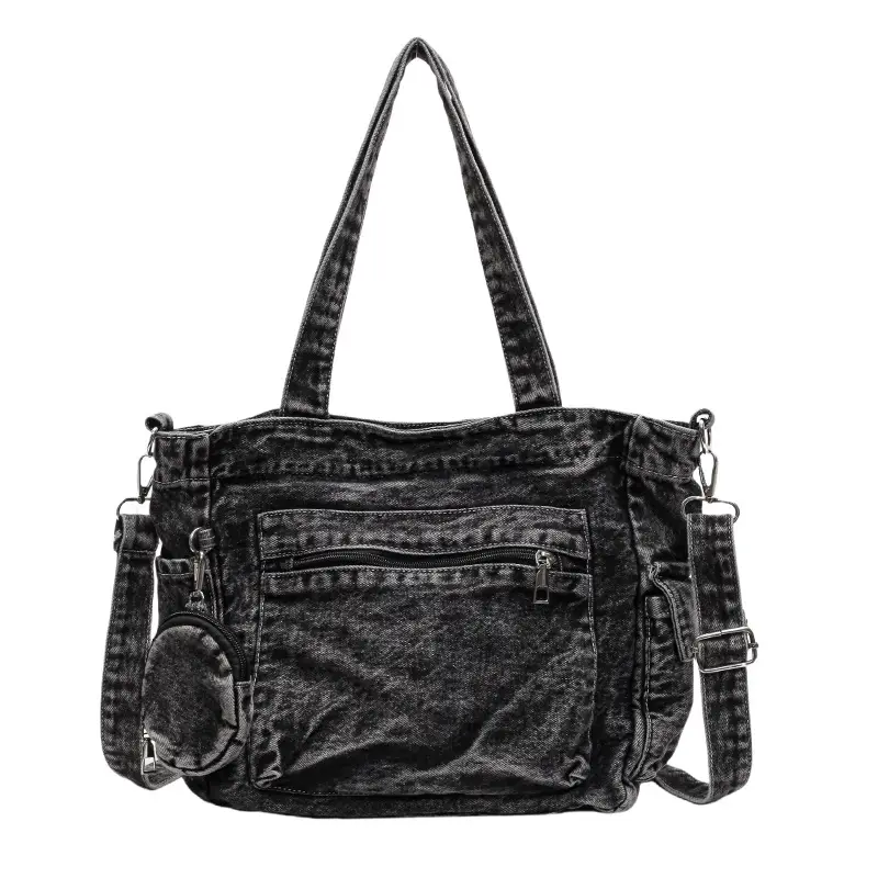 Denim Canvas Shoulder Bag Women Large Capacity Shopping Bag