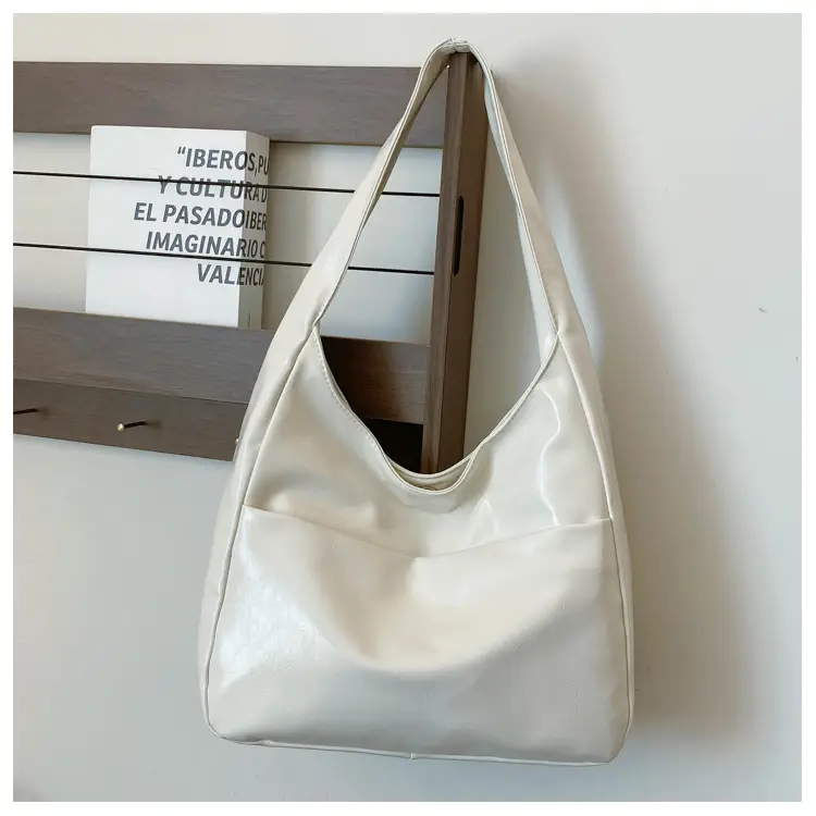 Silver Textured Large Capacity Shoulder Bag for Women
