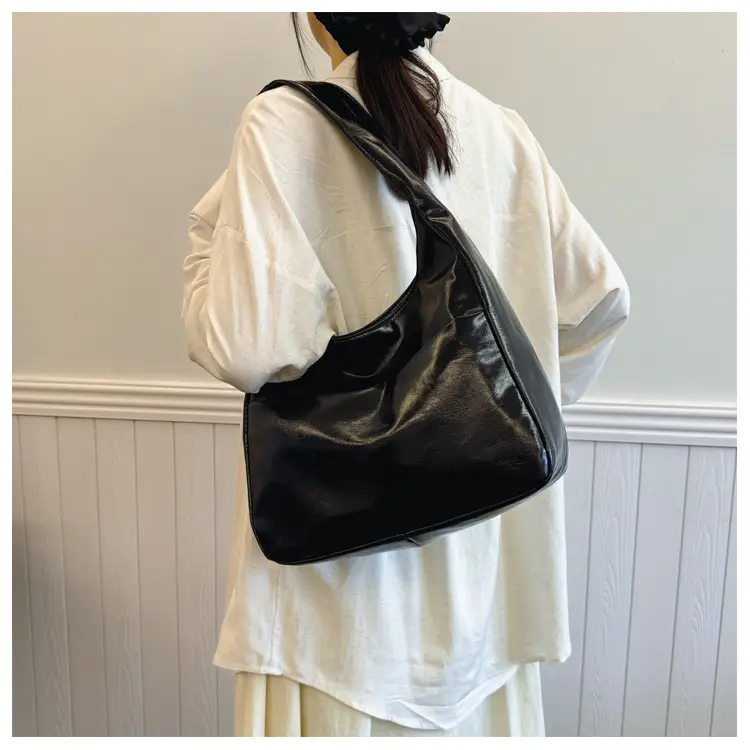 Silver Textured Large Capacity Shoulder Bag for Women