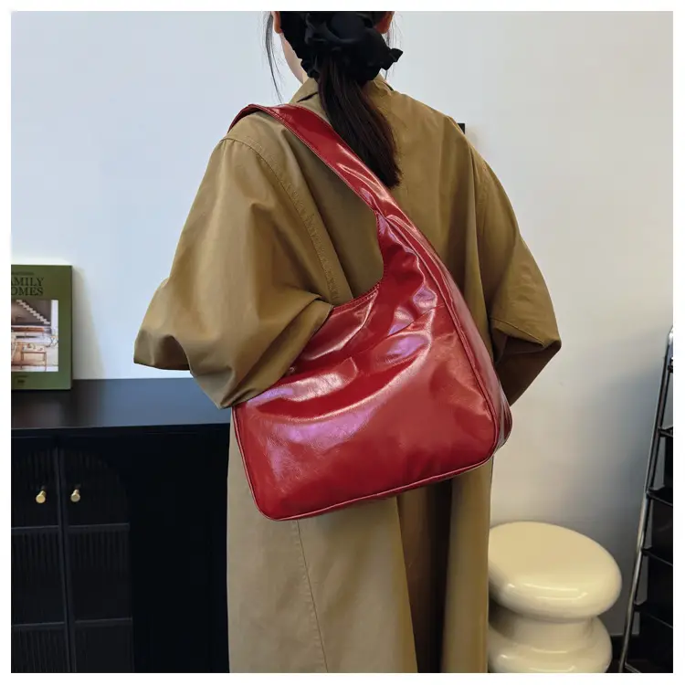 Silver Textured Large Capacity Shoulder Bag for Women
