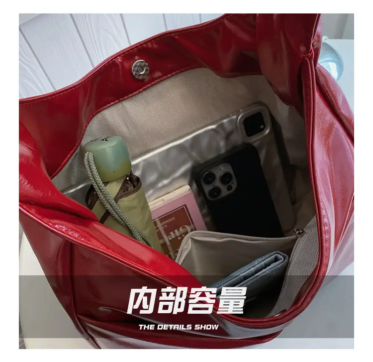 Silver Textured Large Capacity Shoulder Bag for Women — feature 8