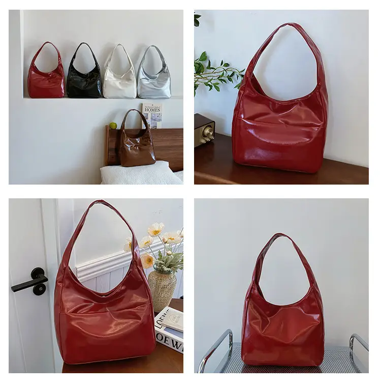 Silver Textured Large Capacity Shoulder Bag for Women — feature 9