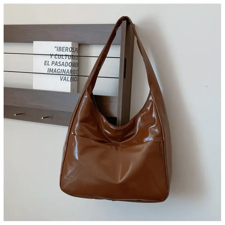 Silver Textured Large Capacity Shoulder Bag for Women