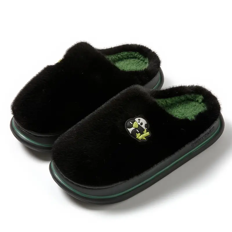 2026 New Panda Cotton Slippers for Men, Autumn and Winter Thick-Soled Warm Couple's Warm Fleece Cotton Slippers for Women, Suitable for Outdoor Wear