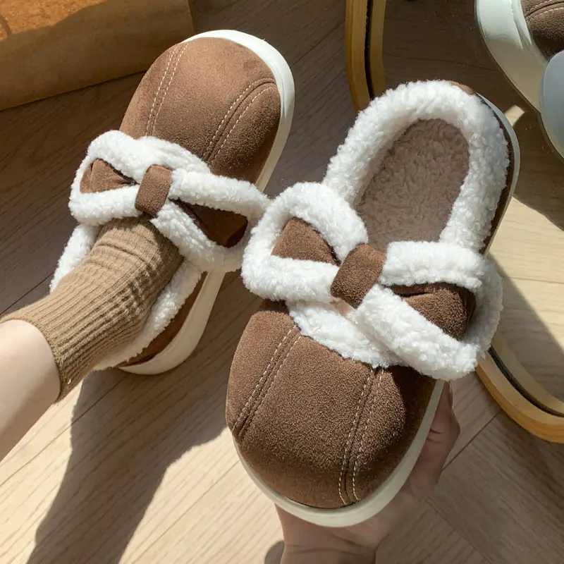 New Retro Style All-inclusive Heeled Cotton Shoes Women's Winter Home fleece-lined Warmer Non-slip Yuetson Cotton Shoes for Outer Wear - Image 3