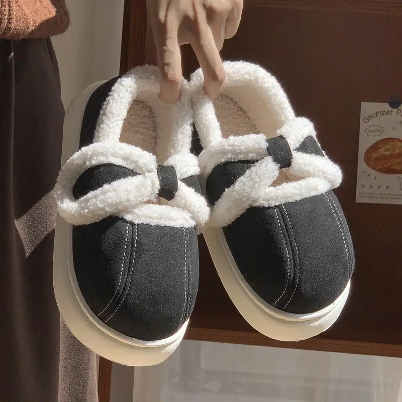 New Retro Style All-inclusive Heeled Cotton Shoes Women's Winter Home fleece-lined Warmer Non-slip Yuetson Cotton Shoes for Outer Wear - Image 4