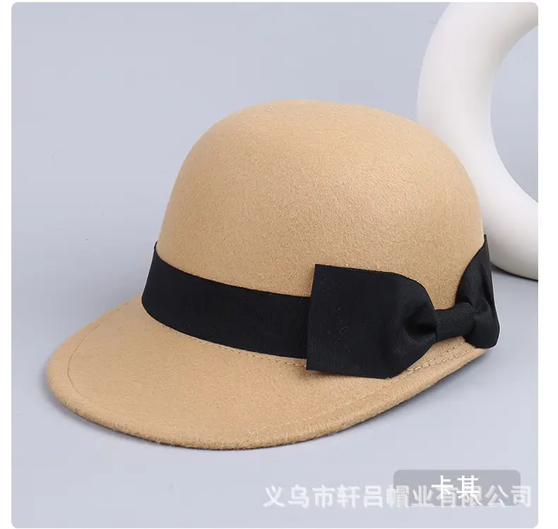 Vintage Woolen Bow Cap Women Autumn Winter Japanese Equestrian Hat — feature 10
