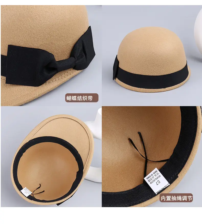 Vintage Woolen Bow Cap Women Autumn Winter Japanese Equestrian Hat — feature 13