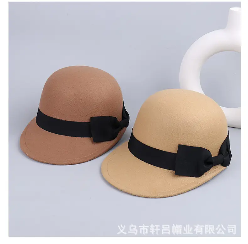 Vintage Woolen Bow Cap Women Autumn Winter Japanese Equestrian Hat — feature 7