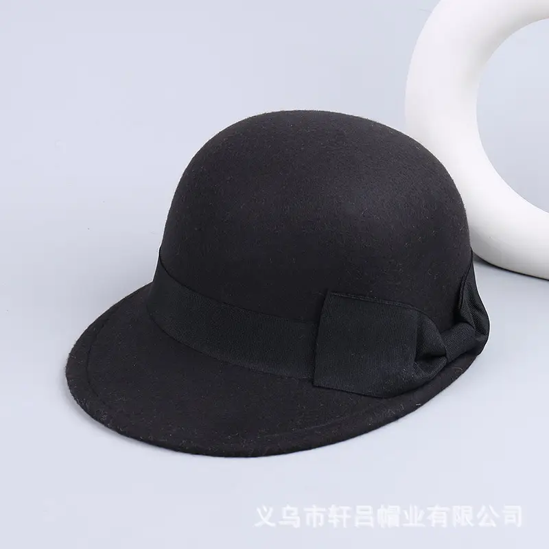 Vintage Woolen Bow Cap Women Autumn Winter Japanese Equestrian Hat - Image 2