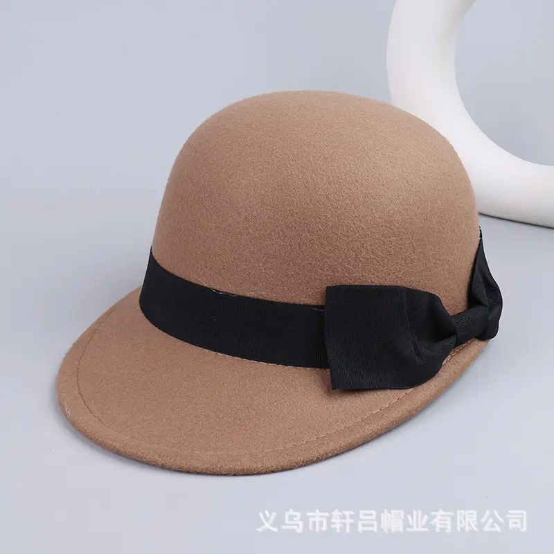Vintage Woolen Bow Cap Women Autumn Winter Japanese Equestrian Hat - Image 3