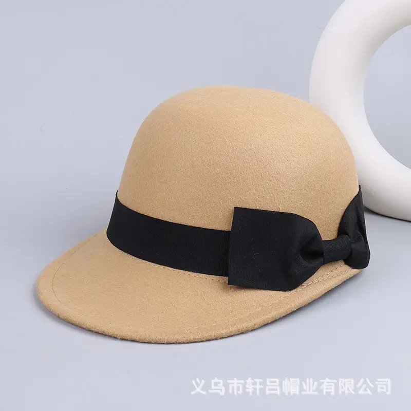 Vintage Woolen Bow Cap Women Autumn Winter Japanese Equestrian Hat - Image 4