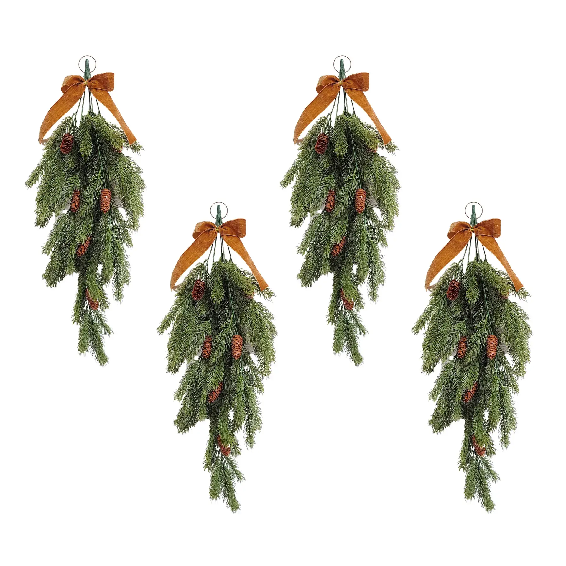 Pe Pine Needle Christmas Tree Garland with Velvet Bow - Image 5
