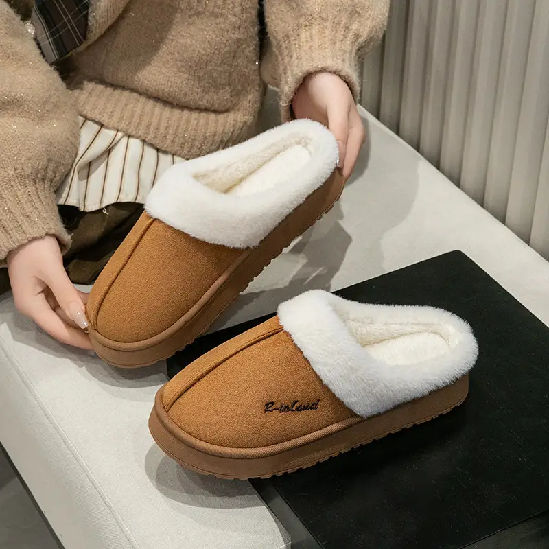 Suede Cotton Slippers for Women Autumn and Winter 2025 New Home Indoor Fleece-Lined Warm Furry Slippers for Men Winter - Image 18