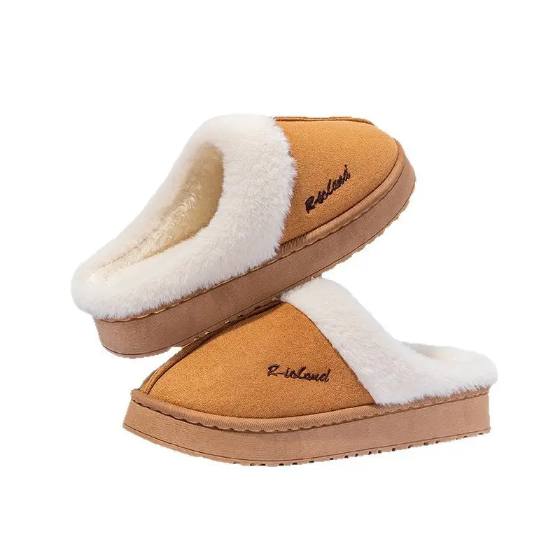 Suede Cotton Slippers for Women Autumn and Winter 2025 New Home Indoor Fleece-Lined Warm Furry Slippers for Men Winter - Image 21