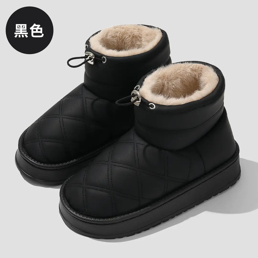 High-Top Cotton Slippers for Women, Winter Thickened and Fleece-Lined Snow Boots, Plush Warm Outdoor Wear, Waterproof Cotton Shoes for Men, Wholesale - Image 4