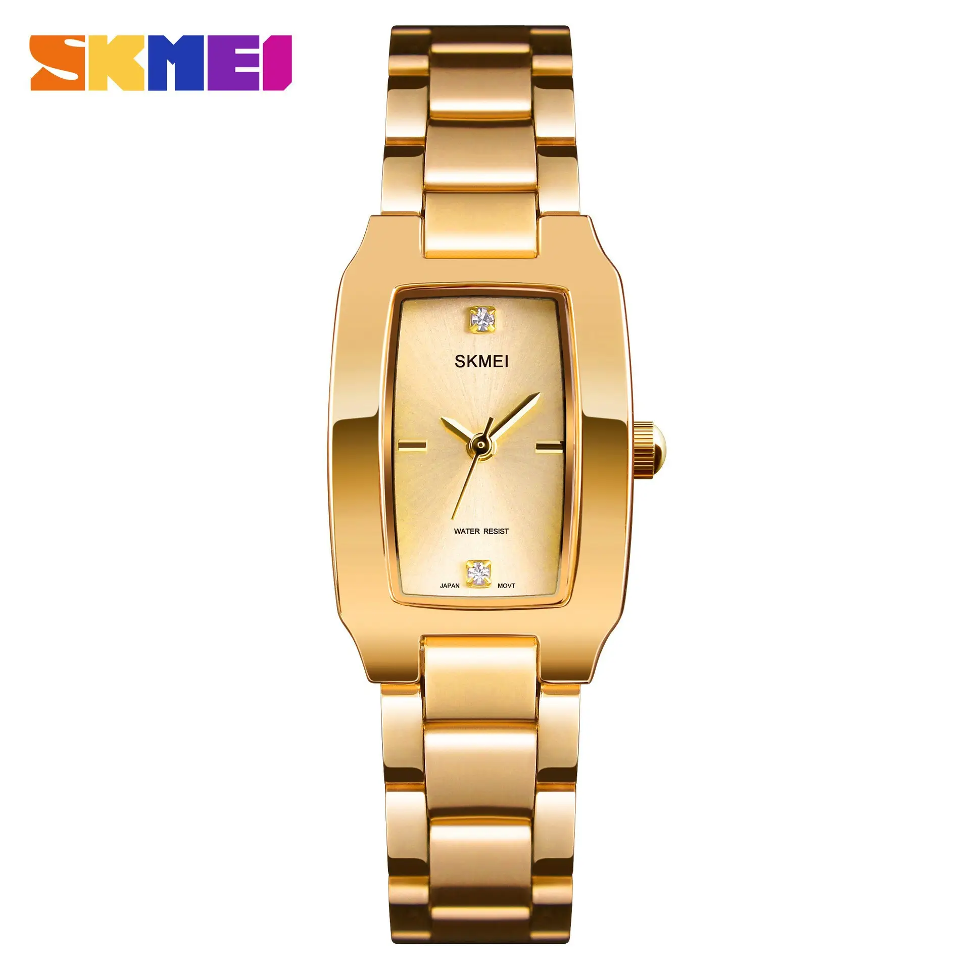 Skmei Light Gold Rectangular Quartz Watch for Women