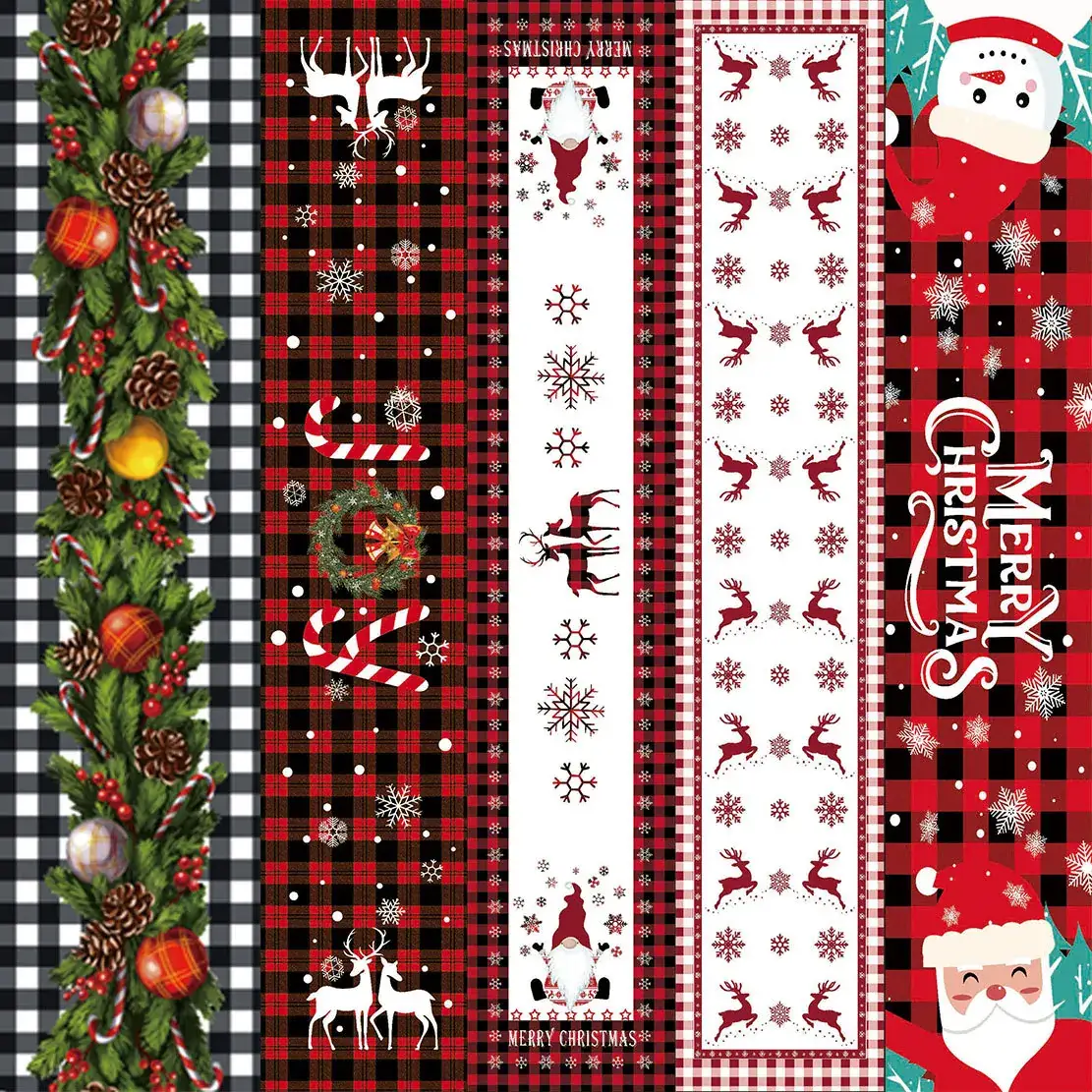 Christmas Table Runner Runner Plaid Anti-Fouling — feature 1