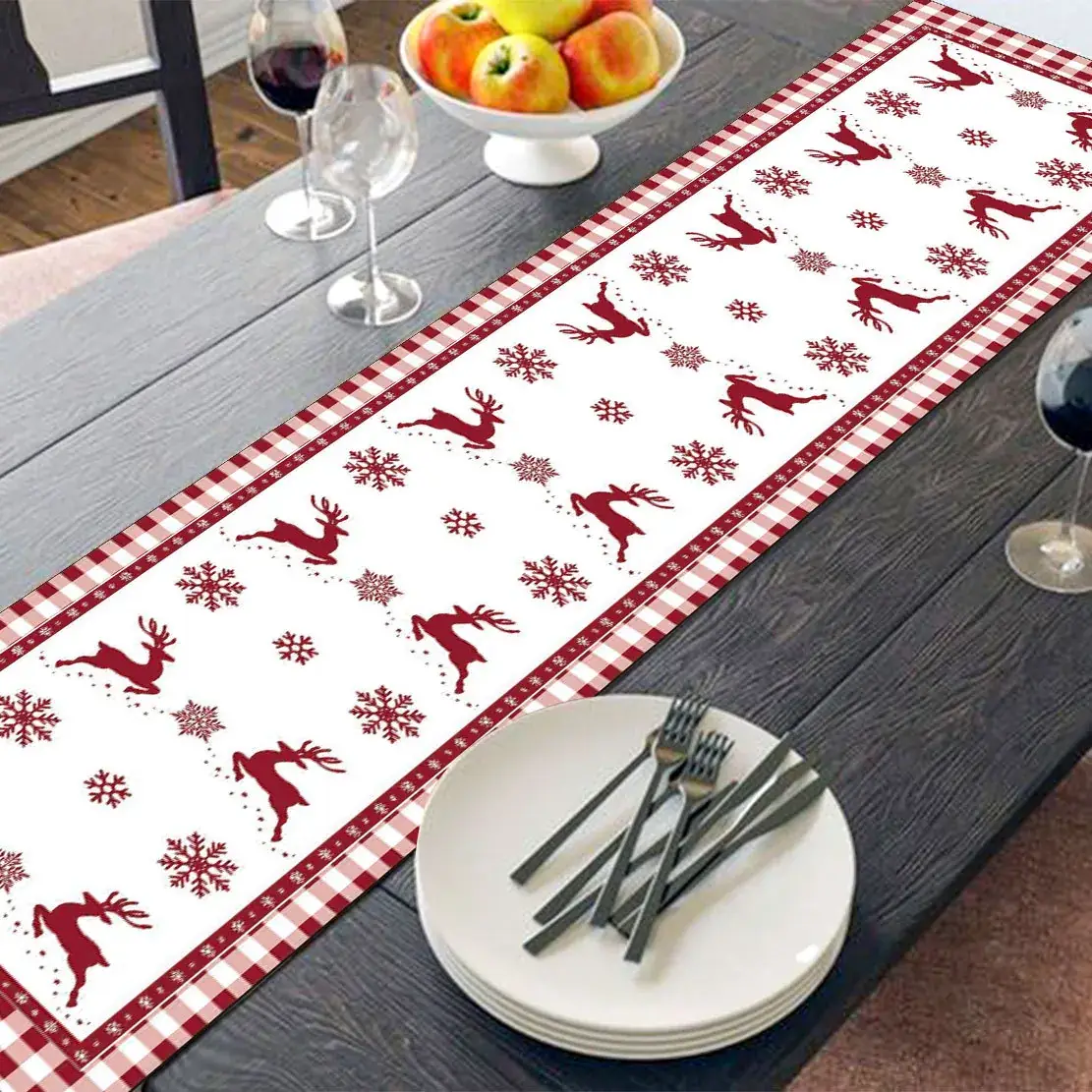 Christmas Table Runner Runner Plaid Anti-Fouling - Image 11