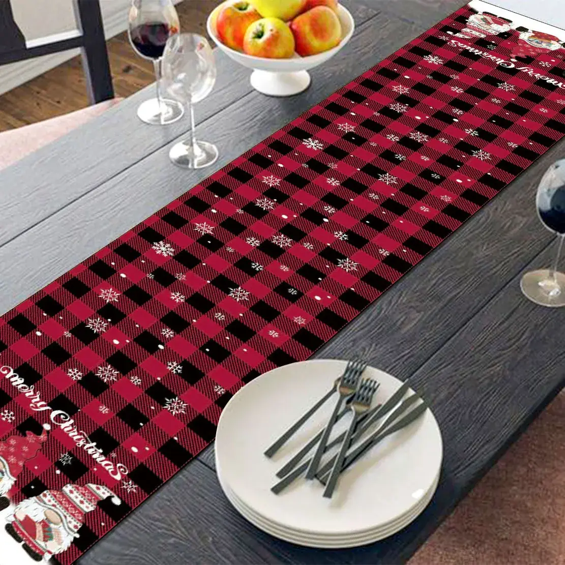 Christmas Table Runner Runner Plaid Anti-Fouling - Image 8
