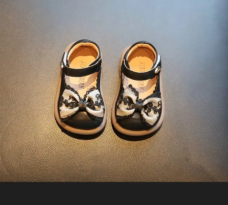Baby Girl Bow Shoes Cream 1-2Yrs Soft Bottom — feature 11