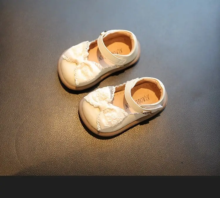 Baby Girl Bow Shoes Cream 1-2Yrs Soft Bottom — feature 7