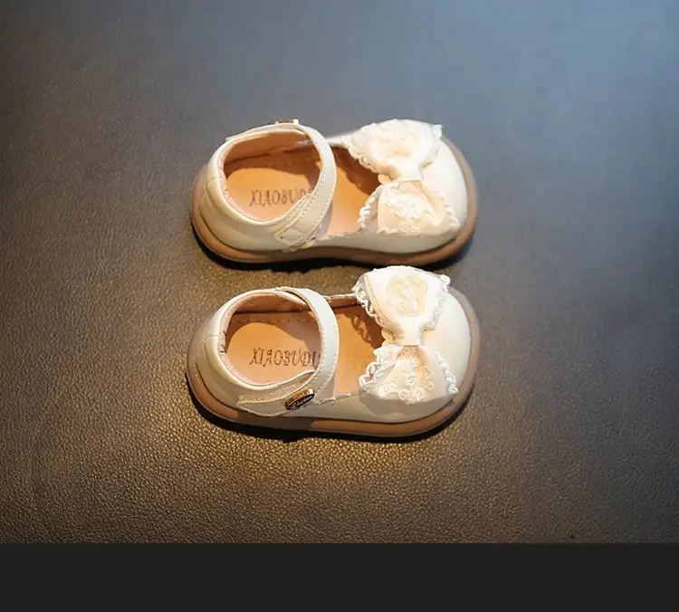 Baby Girl Bow Shoes Cream 1-2Yrs Soft Bottom — feature 9