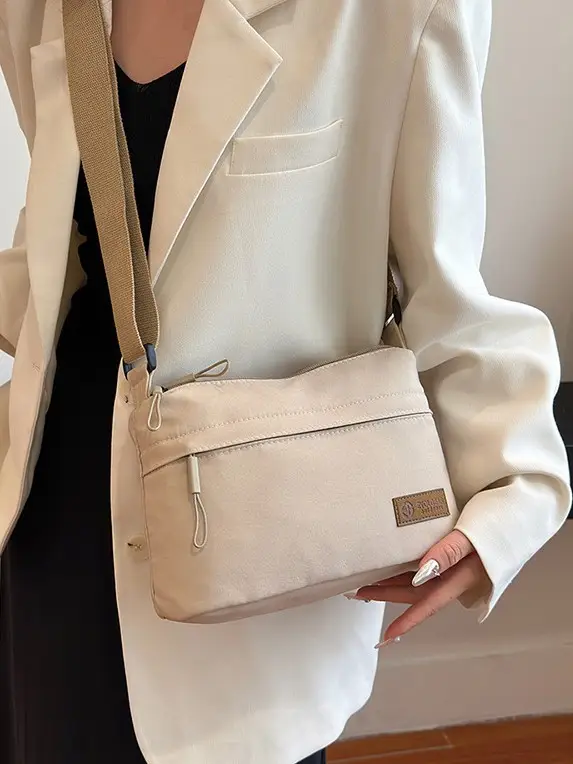 Unisex Fabric Shoulder Bag with Crossbody Strap - Image 6