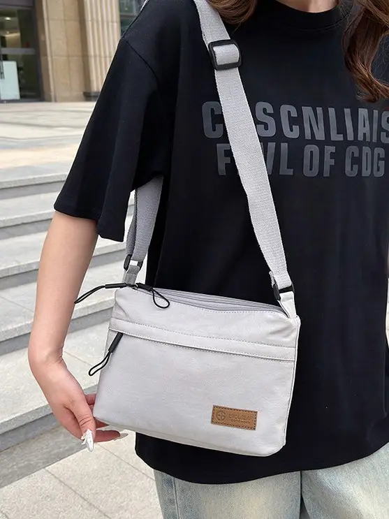 Unisex Fabric Shoulder Bag with Crossbody Strap - Image 7