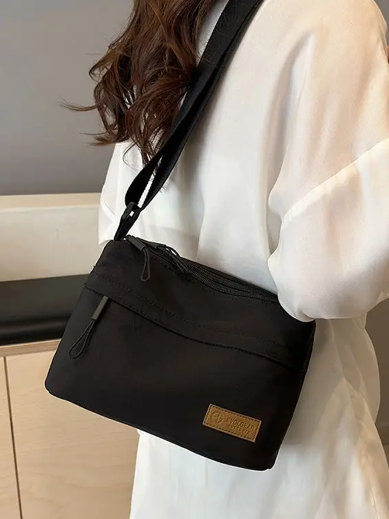 Unisex Fabric Shoulder Bag with Crossbody Strap - Image 9