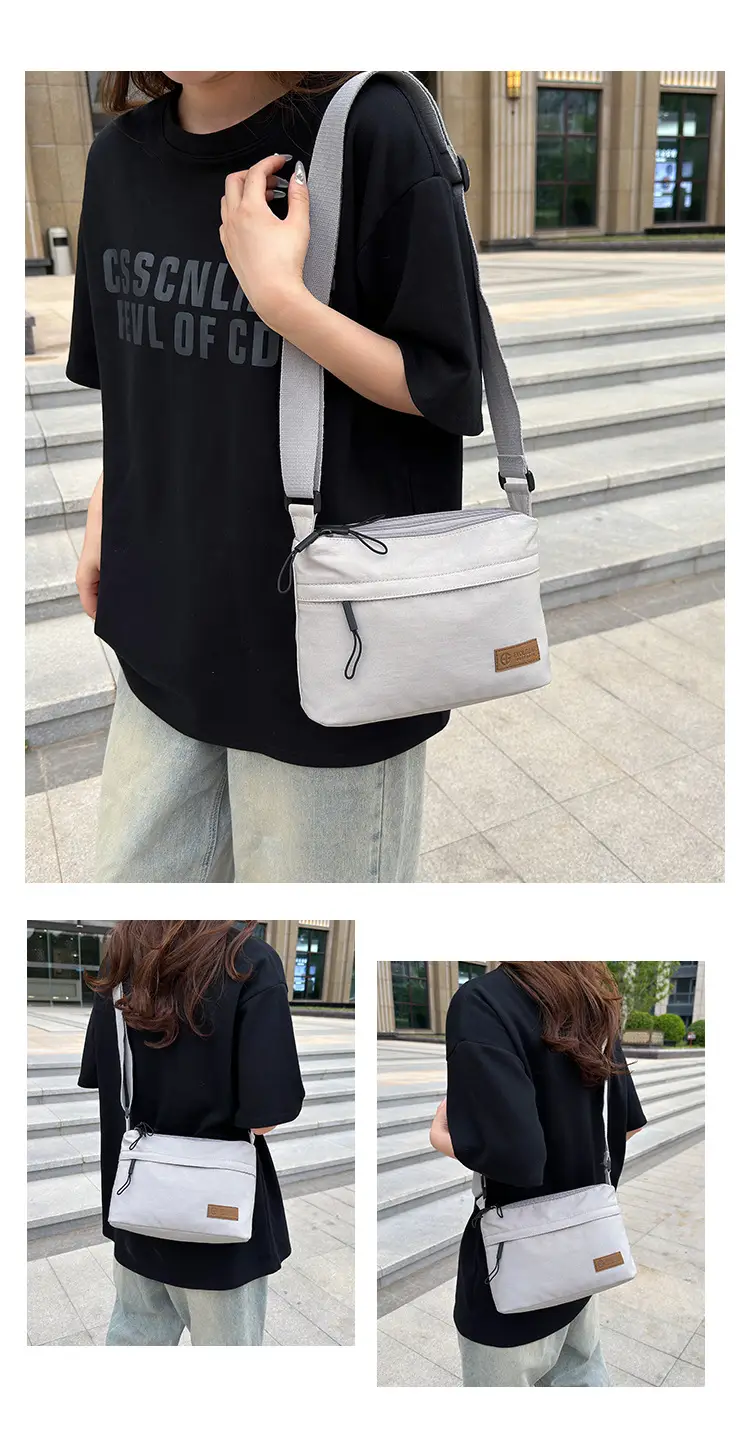 Unisex Fabric Shoulder Bag with Crossbody Strap — feature 19