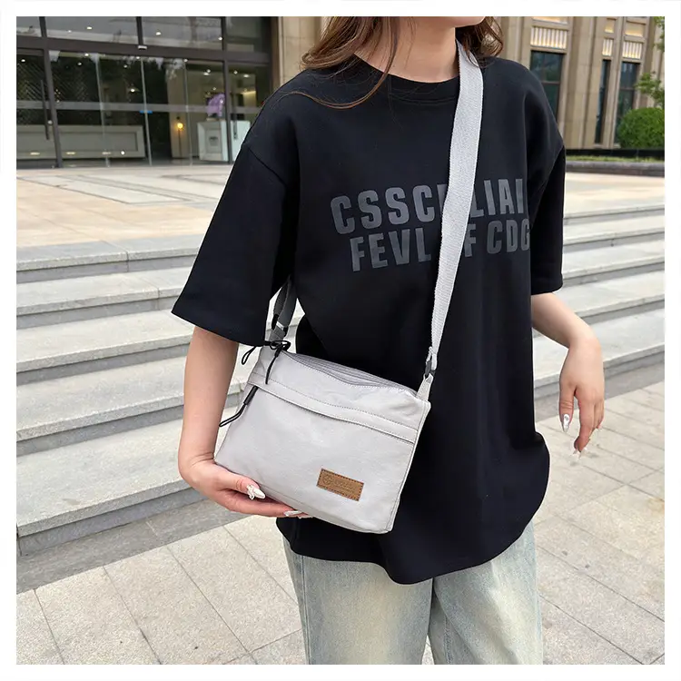 Unisex Fabric Shoulder Bag with Crossbody Strap — feature 29