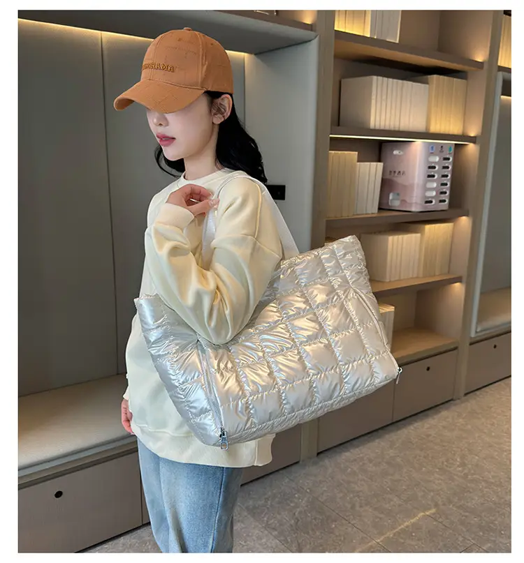 Pearlescent Quilted Shoulder Bag for Women — feature 27