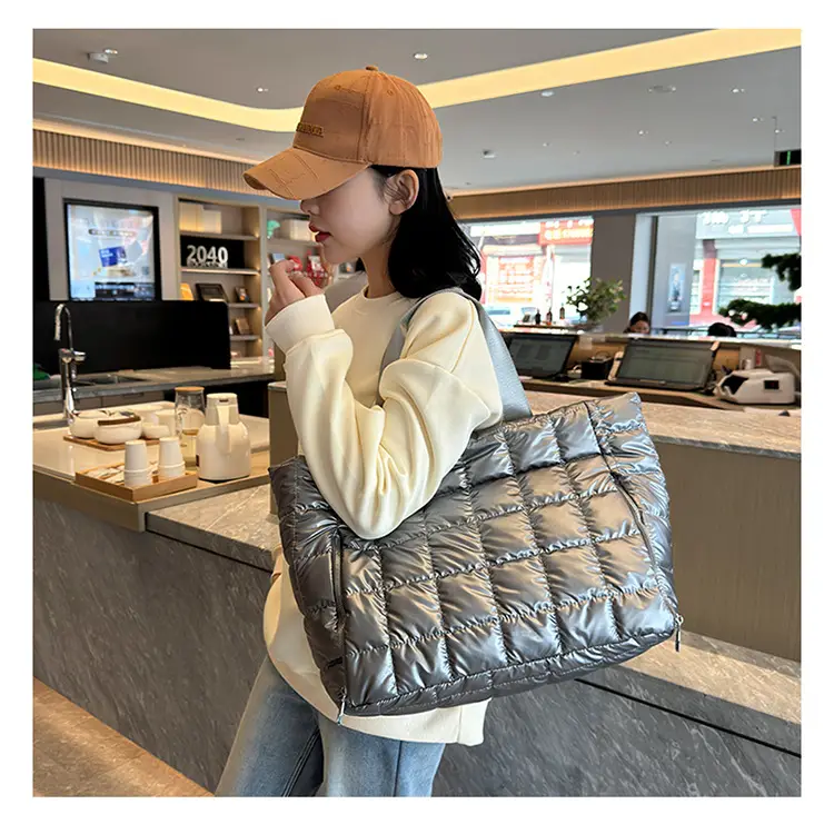Pearlescent Quilted Shoulder Bag for Women — feature 32