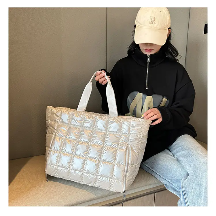 Pearlescent Quilted Shoulder Bag for Women — feature 34
