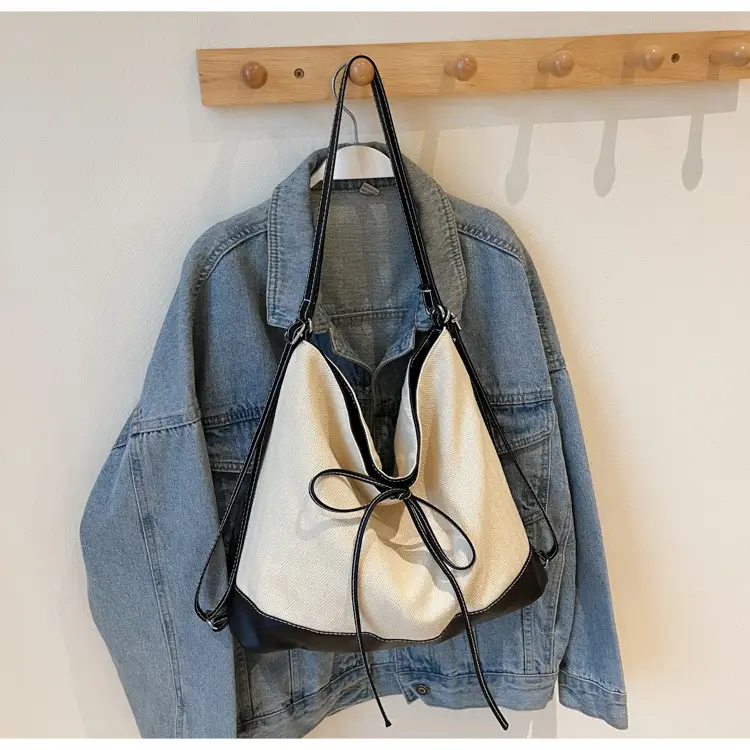 Women's White Stitched Shoulder Crossbody Bag - Image 2