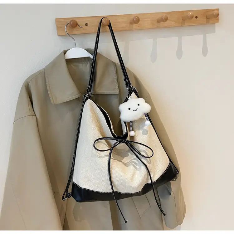 Women's White Stitched Shoulder Crossbody Bag - Image 3