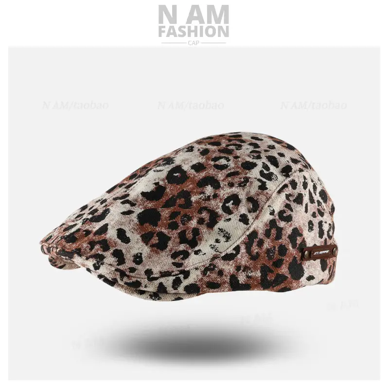 American Retro Leopard Print Forward Hat for Women